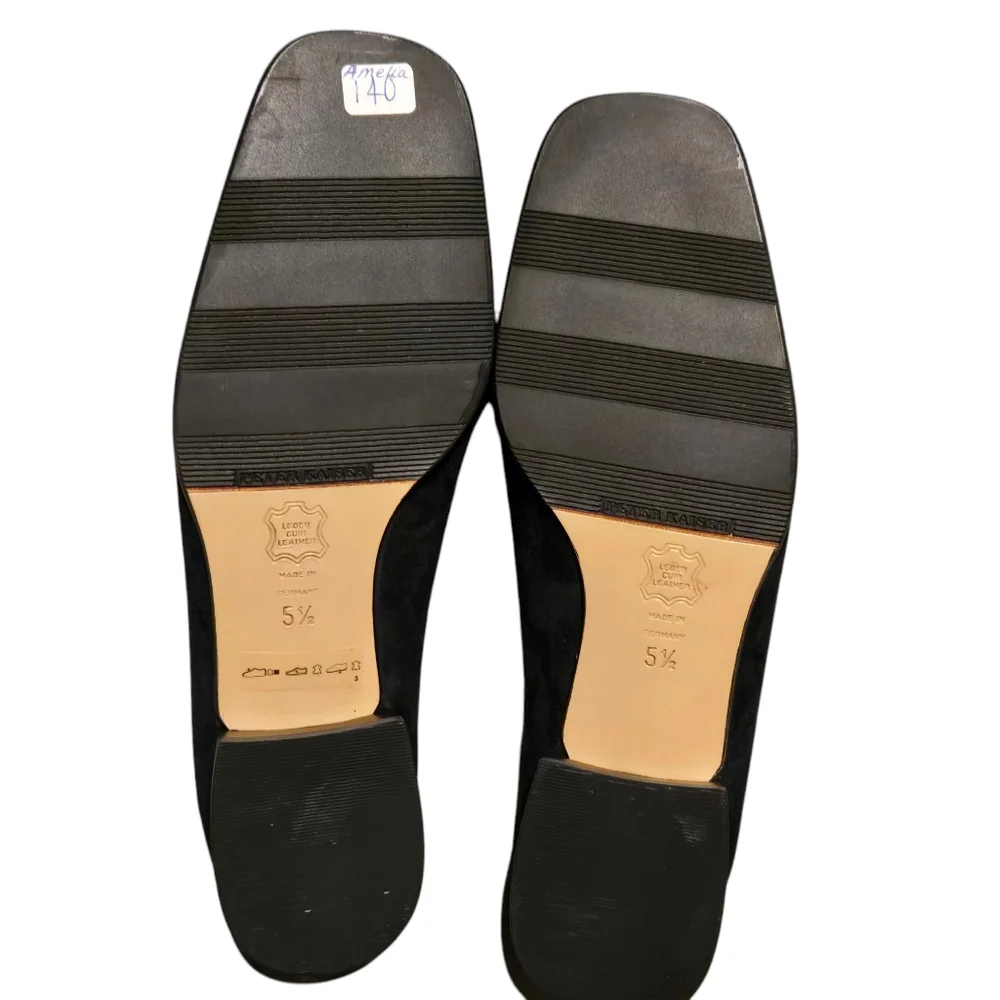 Vintage Peter Kaiser Amelia Navy Suede Seta Leather Lining Loafers Size 8 w/Box